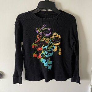 Black Graphic Long Sleeve Top